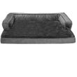 FurHaven Plush & Velvet Comfy Couch Memory Top Sofa-Style Pet Bed - Dark Gray (Jumbo)