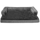 FurHaven Plush & Velvet Comfy Couch Memory Top Sofa-Style Pet Bed - Dark Gray (Large)