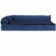 FurHaven Plush & Velvet Deluxe Chaise Lounge Cooling Gel Top Sofa Pet Bed - Deep Sapphire (Jumbo Plus)