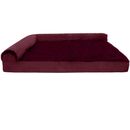 FurHaven Plush & Velvet Deluxe Chaise Lounge Cooling Gel Top Sofa Pet Bed - Merlot Red (Jumbo Plus)