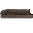 FurHaven Plush & Velvet Deluxe Chaise Lounge Cooling Gel Top Sofa Pet Bed - Sable Brown (Jumbo Plus)