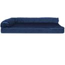 FurHaven Plush & Velvet Deluxe Chaise Lounge Memory Top Sofa Pet Bed - Deep Sapphire (Jumbo)