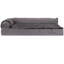 FurHaven Plush & Velvet Deluxe Chaise Lounge Memory Top Sofa Pet Bed - Platinum Gray (Large)