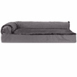 FurHaven Plush & Velvet Deluxe Chaise Lounge Memory Top Sofa Pet Bed - Platinum Gray (Small)