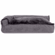 FurHaven Plush & Velvet Deluxe Chaise Lounge Pillow Sofa-Style Pet Bed - Platinum Gray (Large)