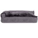 FurHaven Plush & Velvet Deluxe Chaise Lounge Pillow Sofa-Style Pet Bed - Platinum Gray (Medium)
