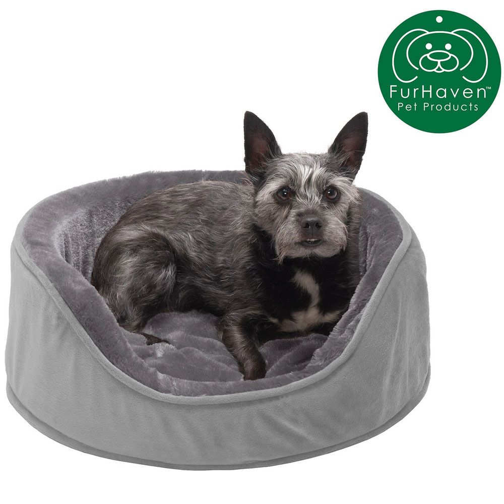 FURHAVEN-PLUSH-VELVET-OVAL-PET-BED-SMOKE-GRAY-MED
