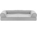 FurHaven Quilted Cooling Gel Top Sofa Pet Bed - Silver Gray (Jumbo Plus)