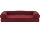 FurHaven Quilted Cooling Gel Top Sofa Pet Bed - Wine Red (Small)