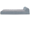 FurHaven Quilted Fleece & Print Suede Chaise Lounge Cooling Gel Top Sofa Pet Bed - Titanium (Medium)
