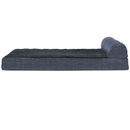 FurHaven Quilted Fleece & Print Suede Chaise Lounge Orthopedic Sofa Pet Bed - Dark Blue (Large)