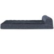 FurHaven Quilted Fleece & Print Suede Chaise Lounge Orthopedic Sofa Pet Bed - Dark Blue (Large)