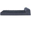 FurHaven Quilted Fleece & Print Suede Chaise Lounge Pillow Sofa-Style Pet Bed - Dark Blue (Jumbo)