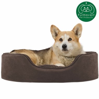 FURHAVEN-SNUGGLE-TERRYSUEDE-OVAL-PETBD-ESPRESSO-SM