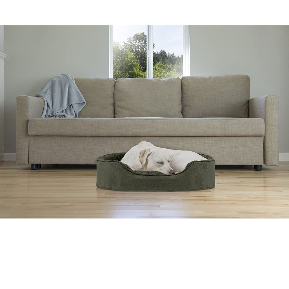 FURHAVEN-SNUGGLE-TERRYSUEDE-OVAL-PETBD-FOREST-XLG