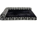 FurHaven Southwest Kilim Deluxe Chaise Lounge Memory Top Sofa Pet Bed - Black Medallion (Large)