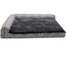 FurHaven Southwest Kilim Deluxe Chaise Lounge Memory Top Sofa Pet Bed - Boulder Gray (Large)
