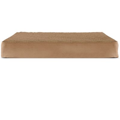 FURHAVEN-TERRY-SUEDE-ORTHOPEDIC-BED-CAMEL-MEDIUM