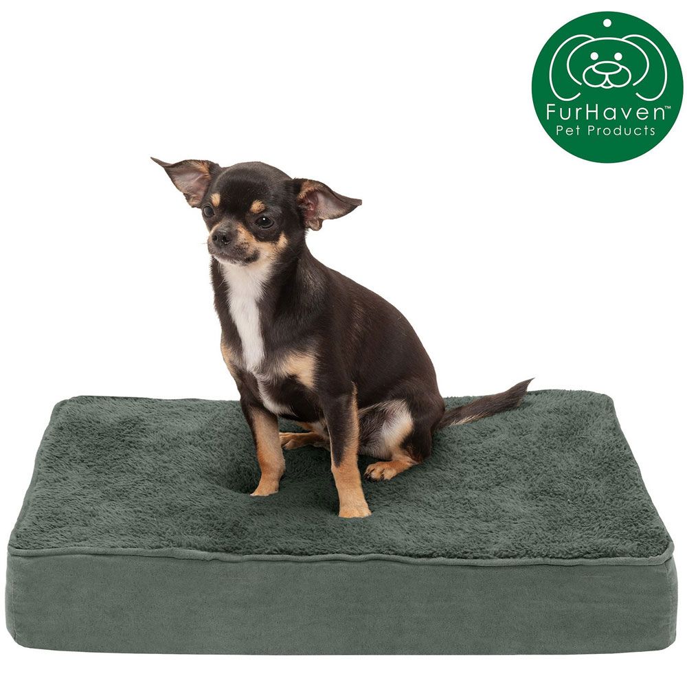 FURHAVEN-TERRY-SUEDE-ORTHOPEDIC-BED-FOREST-LARGE