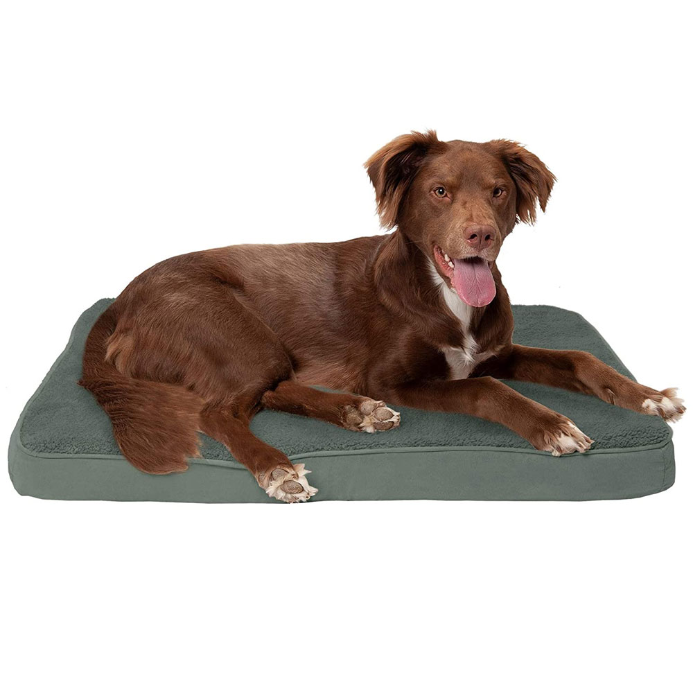 FURHAVEN-TERRY-SUEDE-ORTHOPEDIC-BED-FOREST-MEDIUM