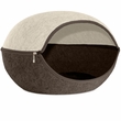 FurHaven Two-Color Round Felt Cubby - Heather Brown / Cream (Large)