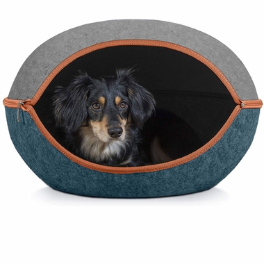 FURHAVEN-TWO-COLOR-ROUND-FELT-CUBBY-HEATHER-GRAY-LAGOON-BLUE