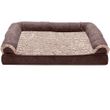 FurHaven Two-Tone Faux Fur & Suede Cooling Gel Top Sofa Pet Bed - Espresso (Jumbo)