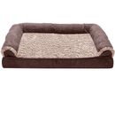 FurHaven Two-Tone Faux Fur & Suede Cooling Gel Top Sofa Pet Bed - Espresso (Large)