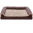 FurHaven Two-Tone Faux Fur & Suede Cooling Gel Top Sofa Pet Bed - Espresso (Large)