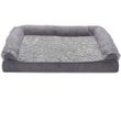 FurHaven Two-Tone Faux Fur & Suede Cooling Gel Top Sofa Pet Bed - Stone Gray (Large)