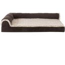 FurHaven Two-Tone Faux Fur & Suede Deluxe Chaise Lounge Cooling Gel Top Sofa Pet Bed - Espresso (Jumbo Plus)