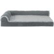 FurHaven Two-Tone Faux Fur & Suede Deluxe Chaise Lounge Cooling Gel Top Sofa Pet Bed - Stone Gray (Jumbo Plus)