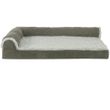 FurHaven Two-Tone Faux Fur & Suede Deluxe Chaise Lounge Memory Top Sofa Pet Bed - Dark Sage (Jumbo Plus)