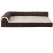 FurHaven Two-Tone Faux Fur & Suede Deluxe Chaise Lounge Memory Top Sofa Pet Bed - Espresso (Jumbo Plus)