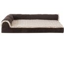 FurHaven Two-Tone Faux Fur & Suede Deluxe Chaise Lounge Memory Top Sofa Pet Bed - Espresso (Medium)