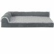 FurHaven Two-Tone Faux Fur & Suede Deluxe Chaise Lounge Memory Top Sofa Pet Bed - Stone Gray (Small)