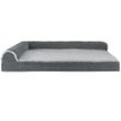 FurHaven Two-Tone Faux Fur & Suede Deluxe Chaise Lounge Orthopedic Sofa Pet Bed - Stone Gray (Small)