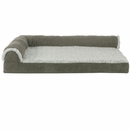 FurHaven Two-Tone Faux Fur & Suede Deluxe Chaise Lounge Pillow Sofa-Style Pet Bed - Dark Sage (Medium)