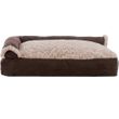 FurHaven Two-Tone Faux Fur & Suede Deluxe Chaise Lounge Pillow Sofa-Style Pet Bed - Espresso (Large)