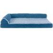 FurHaven Two-Tone Faux Fur & Suede Deluxe Chaise Lounge Pillow Sofa-Style Pet Bed - Marine Blue (Jumbo)