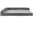 FurHaven Two-Tone Faux Fur & Suede Deluxe Chaise Lounge Pillow Sofa-Style Pet Bed - Stone Gray (Jumbo)