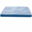 Furhaven Two-Tone Faux Fur & Suede Deluxe Orthopedic Pet Bed - Marine Blue (Large)