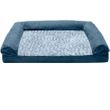 FurHaven Two-Tone Faux Fur & Suede Memory Top Sofa Pet Bed - Marine Blue (Medium)