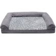 FurHaven Two-Tone Faux Fur & Suede Memory Top Sofa Pet Bed - Stone Gray (Jumbo)