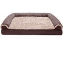 FurHaven Two-Tone Faux Fur & Suede Orthopedic Sofa Pet Bed - Espresso (Medium)