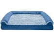 FurHaven Two-Tone Faux Fur & Suede Orthopedic Sofa Pet Bed - Marine Blue (Large)
