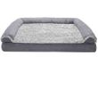 FurHaven Two-Tone Faux Fur & Suede Orthopedic Sofa Pet Bed - Stone Gray (Medium)