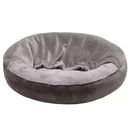 FurHaven Velvet & Wave Fur Hooded Donut - Silver Gray (Medium)