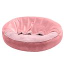 FurHaven Velvet & Wave Fur Hooded Donut - Soft Pink (Medium)