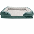 FurHaven Velvet Waves Perfect Comfort Orthopedic Sofa Bed - Celadon Green (Jumbo Plus)